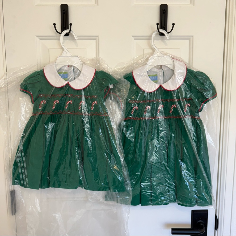 Matching Christmas Sister Dresses - 2T and 12mo